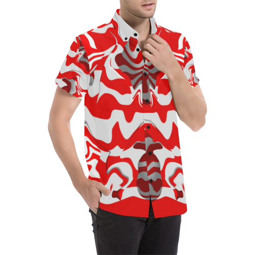 Weis Rot Marmoriet 3D Men's All Over Print Short Sleeve Shirt (Model T53)