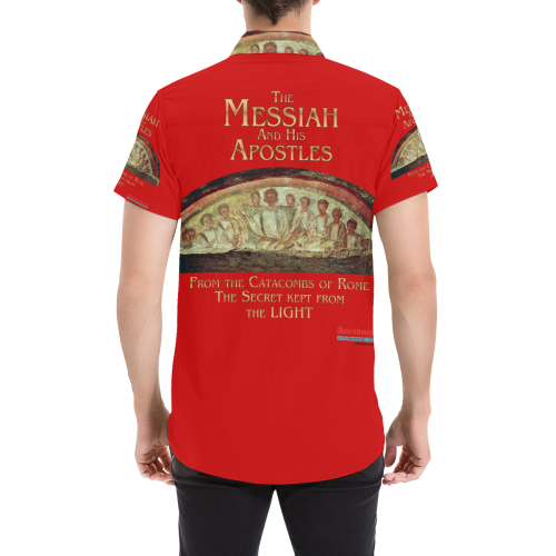 MessiahDesign-in-Eng S/S Button Shirt Men's All Over Print Short Sleeve Shirt (Model T53)