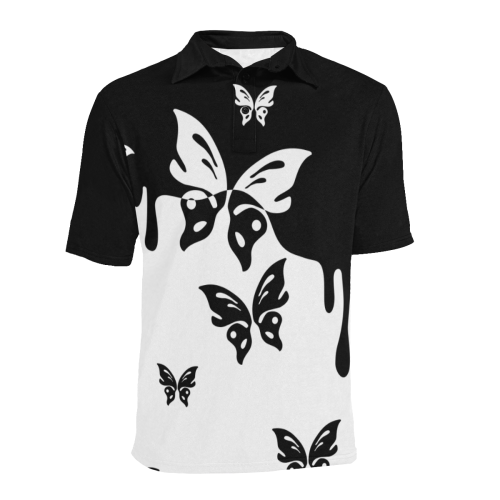 Animals Nature - Splashes Tattoos with Butterflies Men's All Over Print Polo Shirt (Model T55)