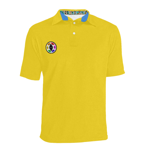 Dionixinc Polo- Yellow/Blue Men's All Over Print Polo Shirt (Model T55)