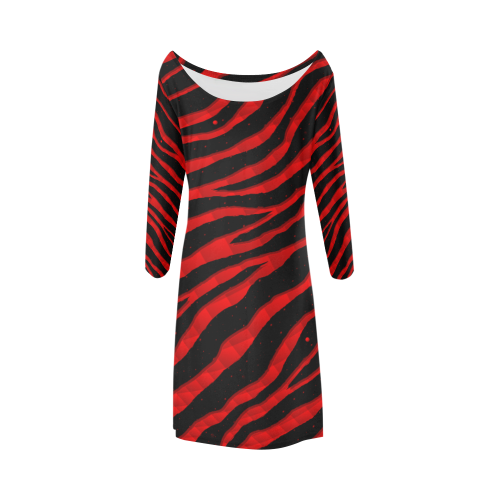 Ripped SpaceTime Stripes - Red Bateau A-Line Skirt (D21)