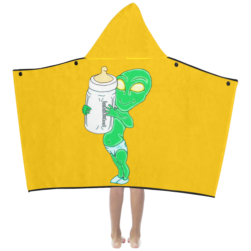 Alien Baby Boy Yellow Kids' Hooded Bath Towels