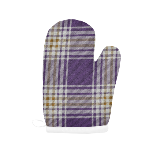 Purple Gold Plaid Oven Mitt (Two Pieces)