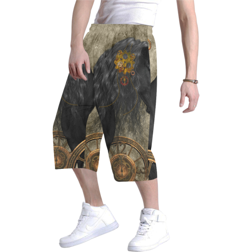 Beautiful wild horse with steampunk elements Men's All Over Print Baggy Shorts (Model L37)