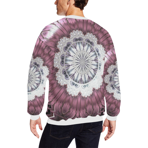 Bejeweled Royal Purple Diadem Fractal Mandala All Over Print Crewneck Sweatshirt for Men/Large (Model H18)