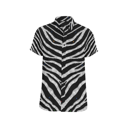 Ripped SpaceTime Stripes - White Men's All Over Print Short Sleeve Shirt/Large Size (Model T53)