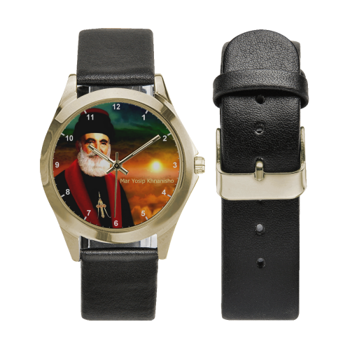 Mar Yosip Khnanisho Unisex Silver-Tone Round Leather Watch (Model 216)