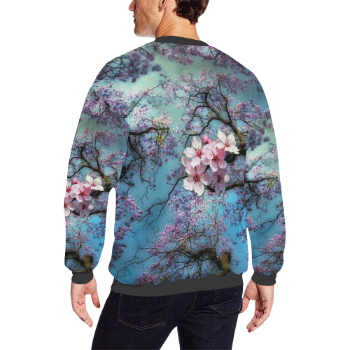 Cherry blossomL All Over Print Crewneck Sweatshirt for Men (Model H18)