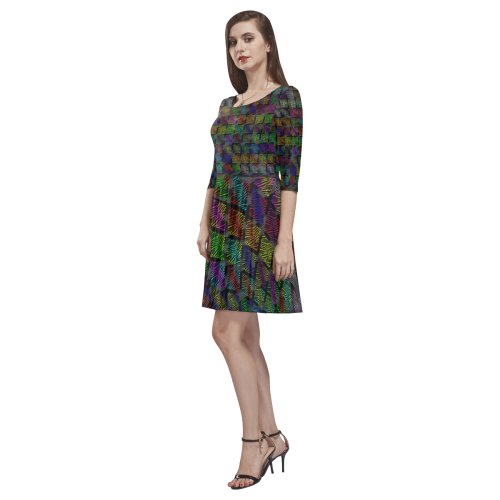 Ripped SpaceTime Stripes Collection Tethys Half-Sleeve Skater Dress(Model D20)