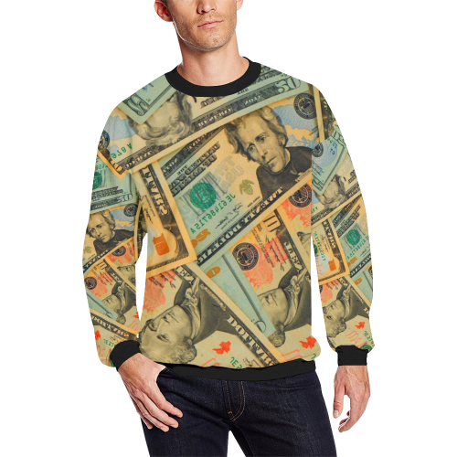US DOLLARS 2 Men's Oversized Fleece Crew Sweatshirt/Large Size(Model H18)
