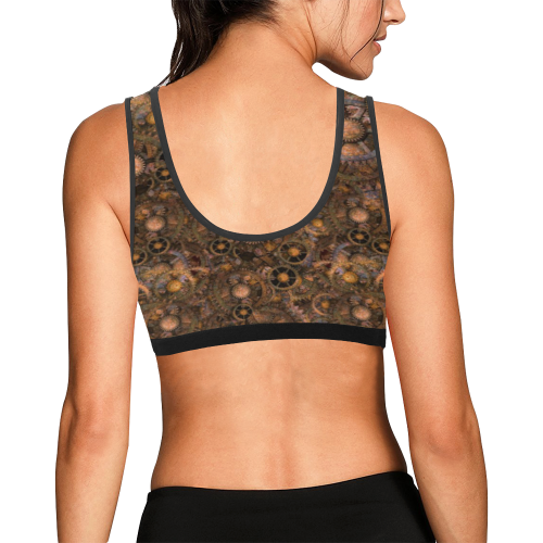 Steampunk Cogs up to 3XL Women's All Over Print Sports Bra (Model T52)