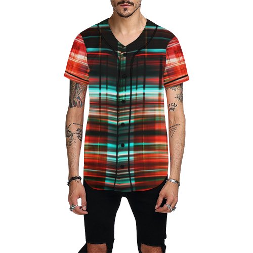 double lines All Over Print Baseball Jersey for Men (Model T50)