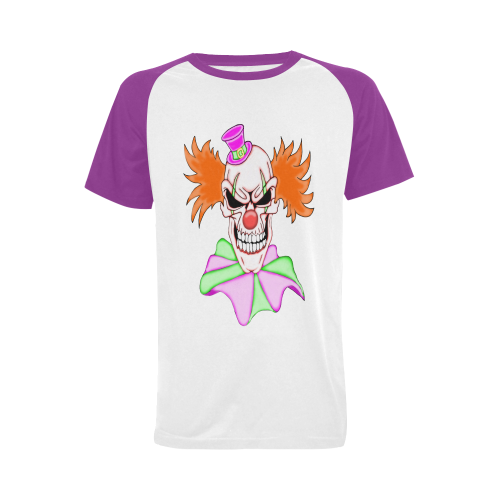 Clown Sugar Skull Purple Men's Raglan T-shirt (USA Size) (Model T11)