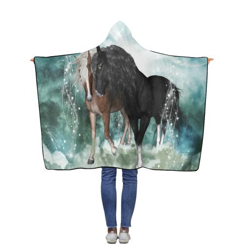 The wonderful couple horses Flannel Hooded Blanket 40''x50''