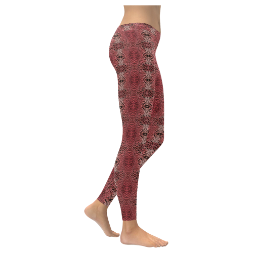 leopard-redskin-1 Women's Low Rise Leggings (Invisible Stitch) (Model L05)