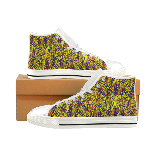 colorful abstract Men’s Classic High Top Canvas Shoes (Model 017)