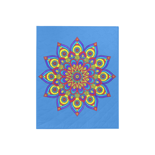 Brilliant Star Mandala Blue Quilt 40"x50"