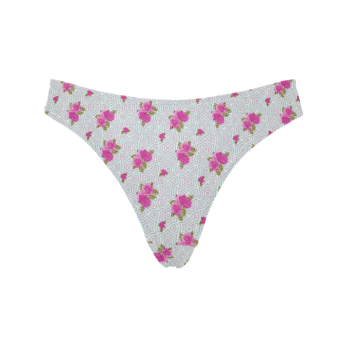 Roses and Pattern 1B by JamColors Women's All Over Print Thongs (Model L30)