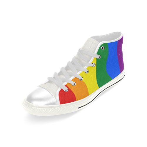 Gay Pride - Rainbow Flag Waves Stripes 2 Men’s Classic High Top Canvas Shoes (Model 017)