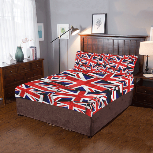 Union Jack British UK Flag 3-Piece Bedding Set