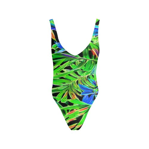 Pretty Leaves 4C by JamColors Sexy Low Back One-Piece Swimsuit (Model S09)