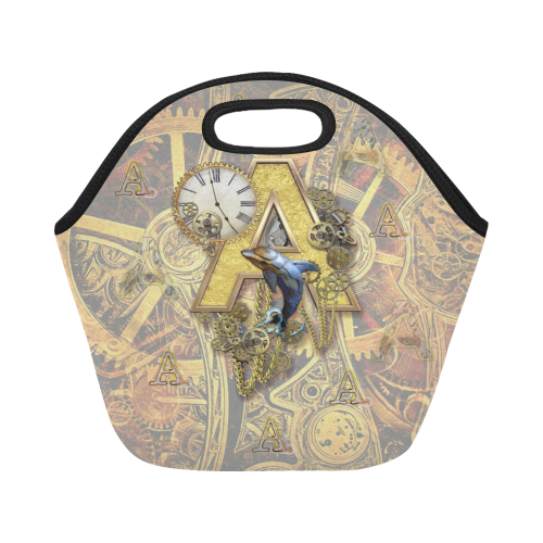 steampunk background letter A Neoprene Lunch Bag/Small (Model 1669)