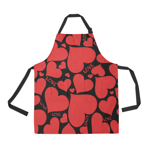 Love Red Hearts All Over Print Apron