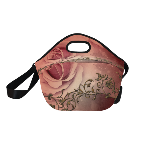 Wonderful roses with floral elements Neoprene Lunch Bag/Large (Model 1669)