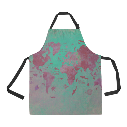world map #world #map All Over Print Apron