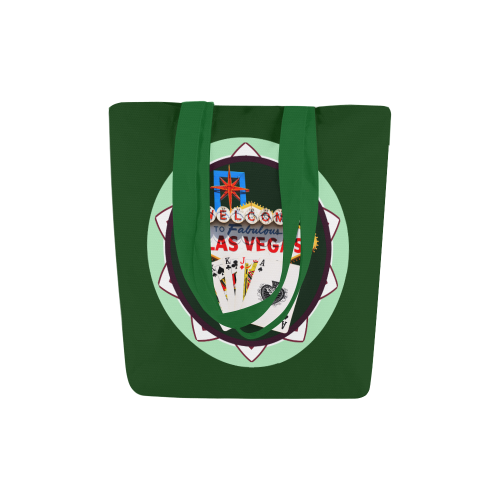 LasVegasIcons Poker Chip - Poker Hand / Green Canvas Tote Bag (Model 1657)