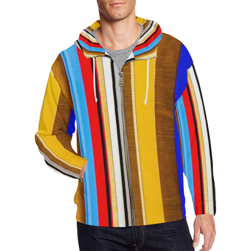 Colorful abstract pattern stripe art All Over Print Full Zip Hoodie for Men/Large Size (Model H14)