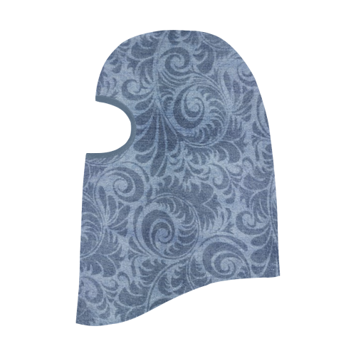 Denim with vintage floral pattern, blue boho All Over Print Balaclava