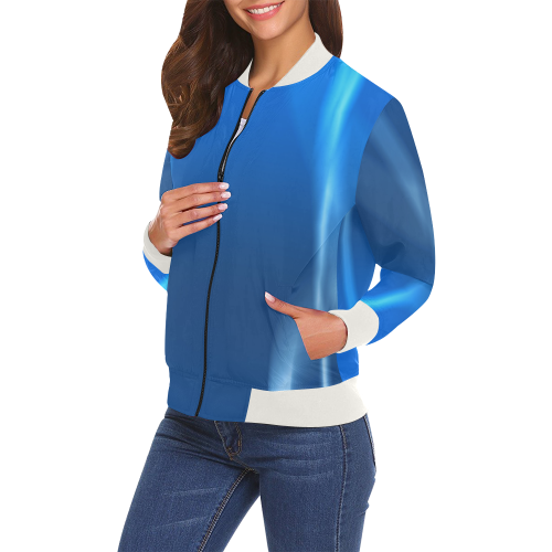 Blue Art All Over Print Bomber Jacket for Women (Model H19)