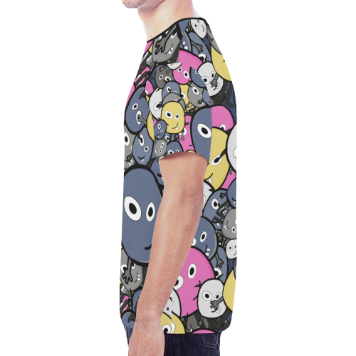 pink doodle monsters New All Over Print T-shirt for Men/Large Size (Model T45)