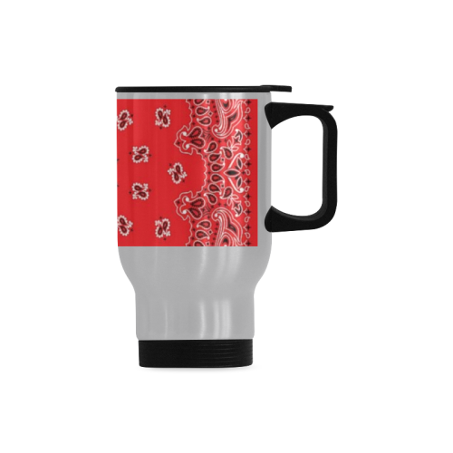 KERCHIEF PATTERN RED Travel Mug (Silver) (14 Oz)
