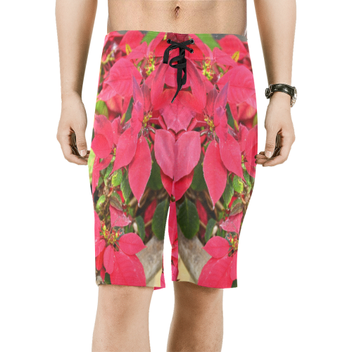 YS_0017 - Red Flowers Men's All Over Print Board Shorts (Model L16)