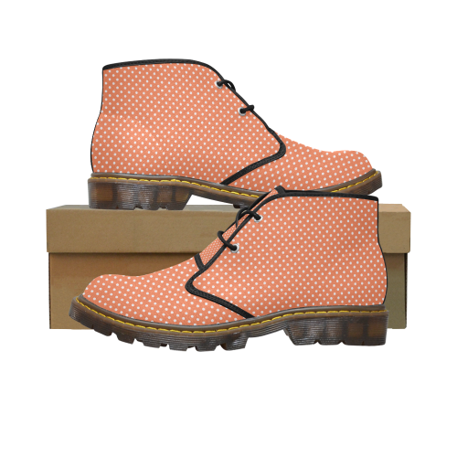 Appricot polka dots Women's Canvas Chukka Boots/Large Size (Model 2402-1)