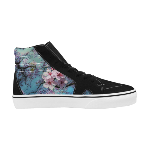 Cherry blossomL Women's High Top Skateboarding Shoes (Model E001-1)