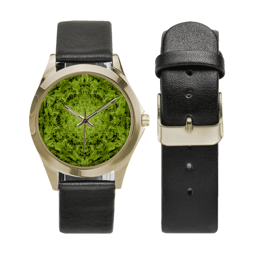 david star mandala 11 Unisex Silver-Tone Round Leather Watch (Model 216)
