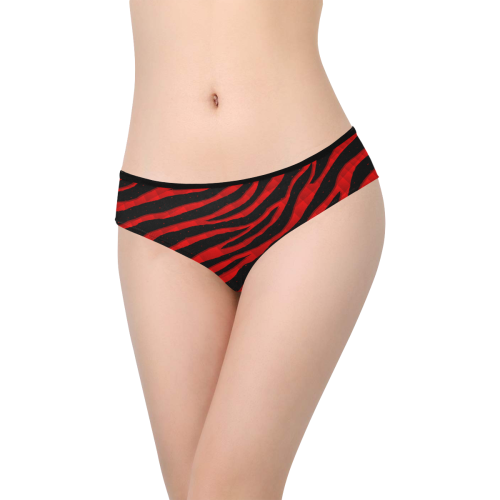 Ripped SpaceTime Stripes - Red Women's Hipster Panties (Model L33)