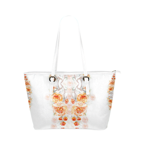 flower harmony Leather Tote Bag/Large (Model 1651)