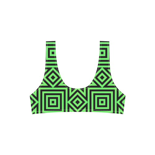 Green/Black Tribal Pattern Sport Top & High-Waisted Bikini Swimsuit (Model S07)