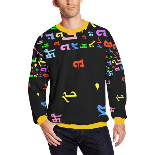 Colorful Alphabet Men's Oversized Fleece Crew Sweatshirt/Large Size(Model H18)