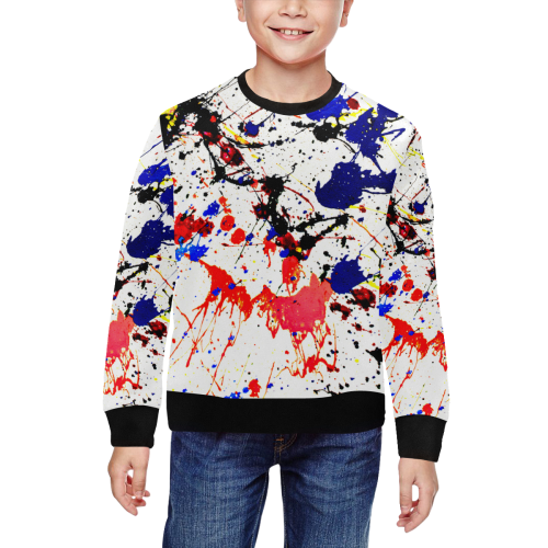 Blue & Red Paint Splatter All Over Print Crewneck Sweatshirt for Kids (Model H29)