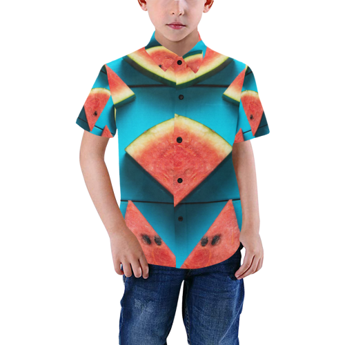 Summer Watermelon Boys' All Over Print Short Sleeve Shirt (Model T59)