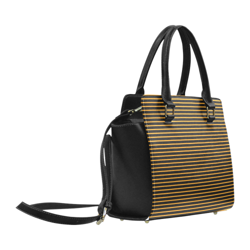 Pinstripe Preppie Brown Tan Classic Shoulder Handbag (Model 1653)