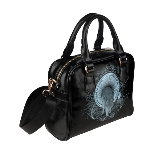 Wolf in black and blue Shoulder Handbag (Model 1634)