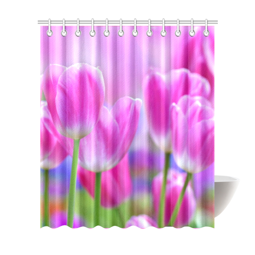 Pink Tulips Shower Curtain 72"x84"