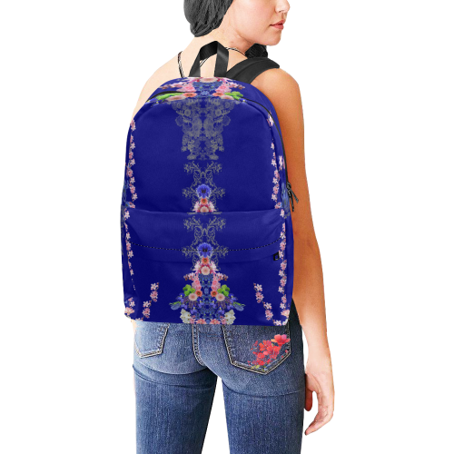 floral-blue Unisex Classic Backpack (Model 1673)