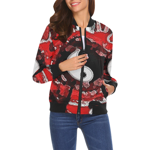 yin and yang grunge design womens jacket All Over Print Bomber Jacket for Women (Model H19)